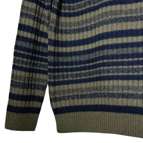 Naked Cashmere Dark Olive Multi Striped Crewneck Knit Sweater NWT Size Medium